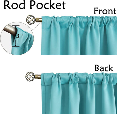 Blackout Curtains, Set of 2 Panels, 38"x54", (Aqua)