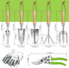 7 Piece Sturdy Stainless Steel Garden Tool Set with Wooden Handle