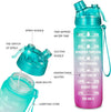 32oz Motivational Water Bottles with Time Marker (Green purple)