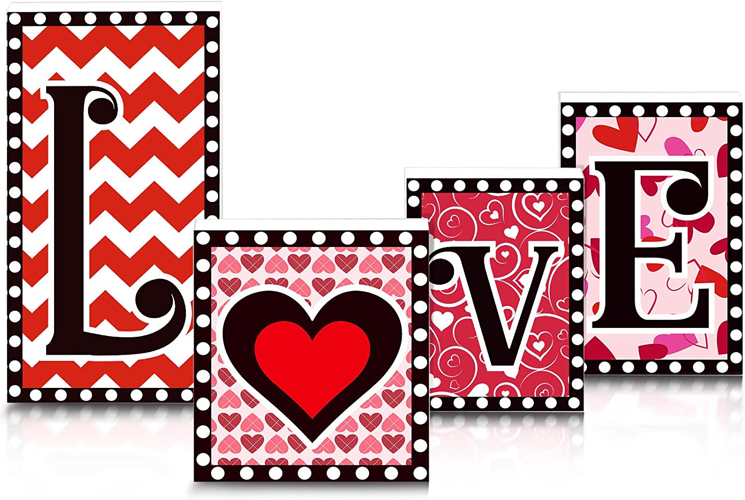 Love blocks, wooden valentine decoration, 2 pieces