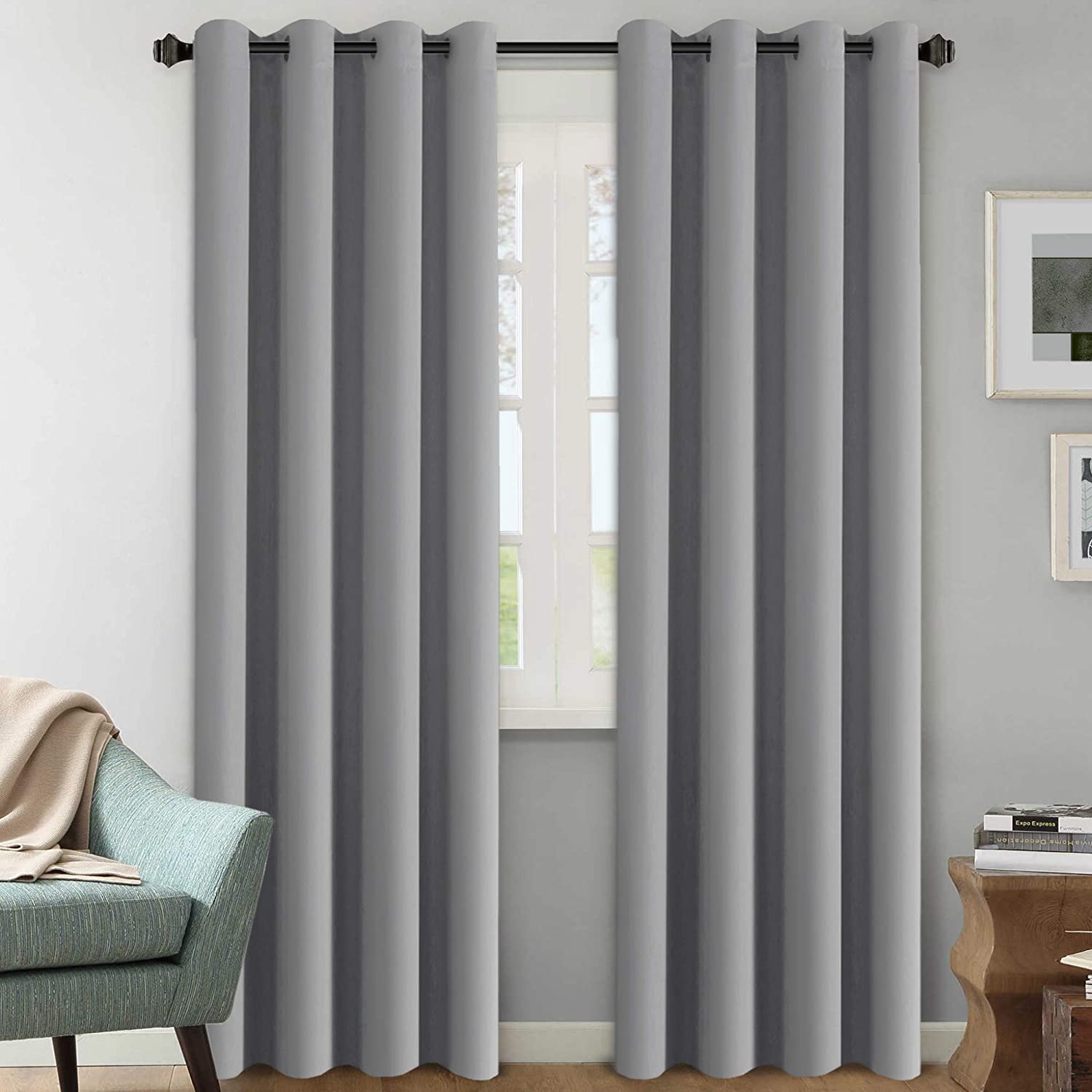 Curtains, Sage 2 Panels, 52" W x 96" L,Dove Gray