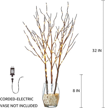 Illuminated branches with dimmer and timer, (brown)