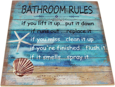 Bathroom Rules Wall Sign for Bathroom Decor