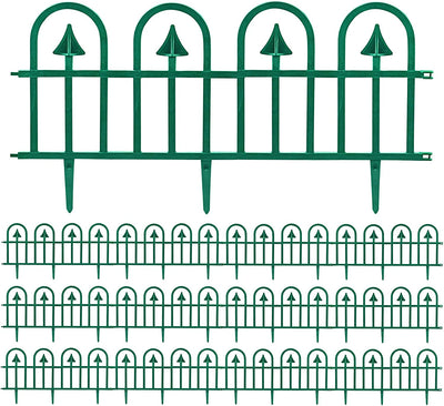 Pack of 12 Garden Edging, Decorative Plastic, Dark Green