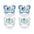 Pack of 4 glow in the dark pacifiers, 6-12m, (blue)