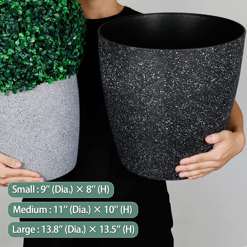 Planter Pots for Outdoor, 3 pack 14'', 11", 9 '', Multicolor