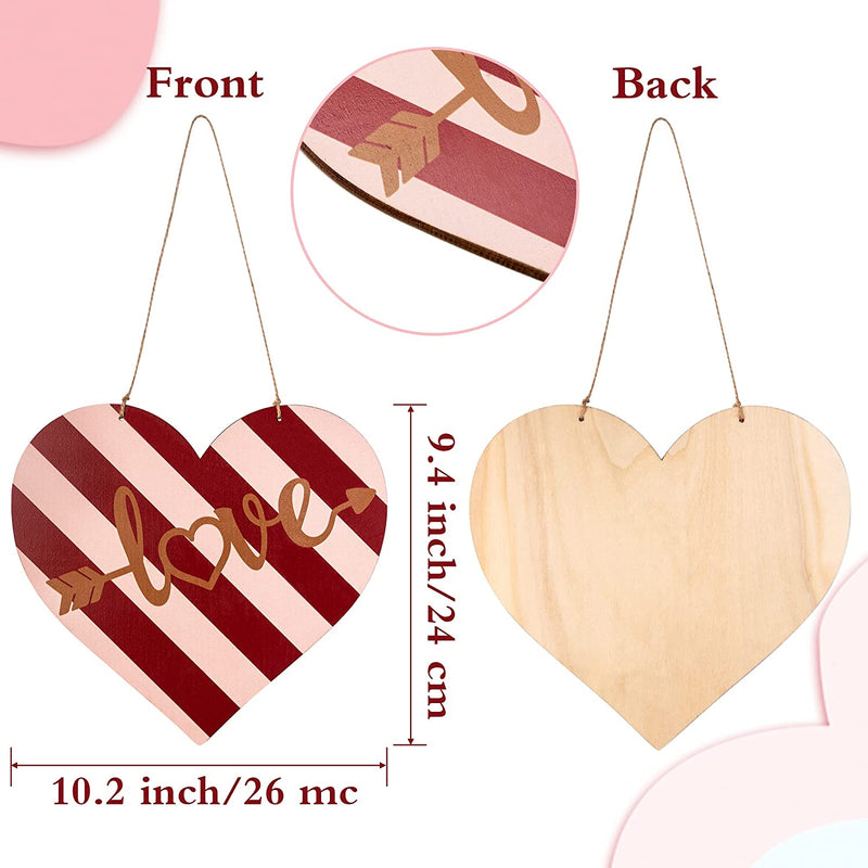 wooden hanging sign decoration for valentine's day, 2 pieces