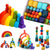 wooden rainbow stacking stones set, 26 pieces