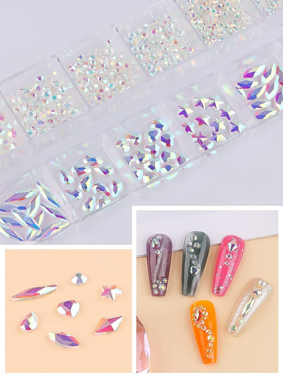 3D  Nail Rhinestones for Acrylic Nail Art,Red and blue