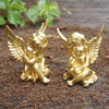 Cherubs statue x 2, Resin, Golden Angels, 4 Inches