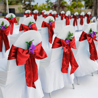 4 Pack 12" x 108" Long Red Satin Table Runners