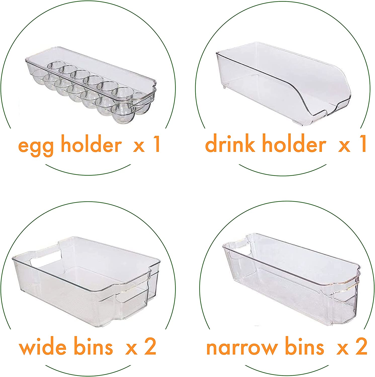 Set of 6 Refrigerator Organizer Bins