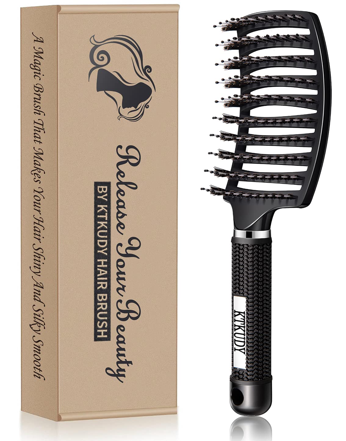 Hairbrush for wet and dry hair (black)