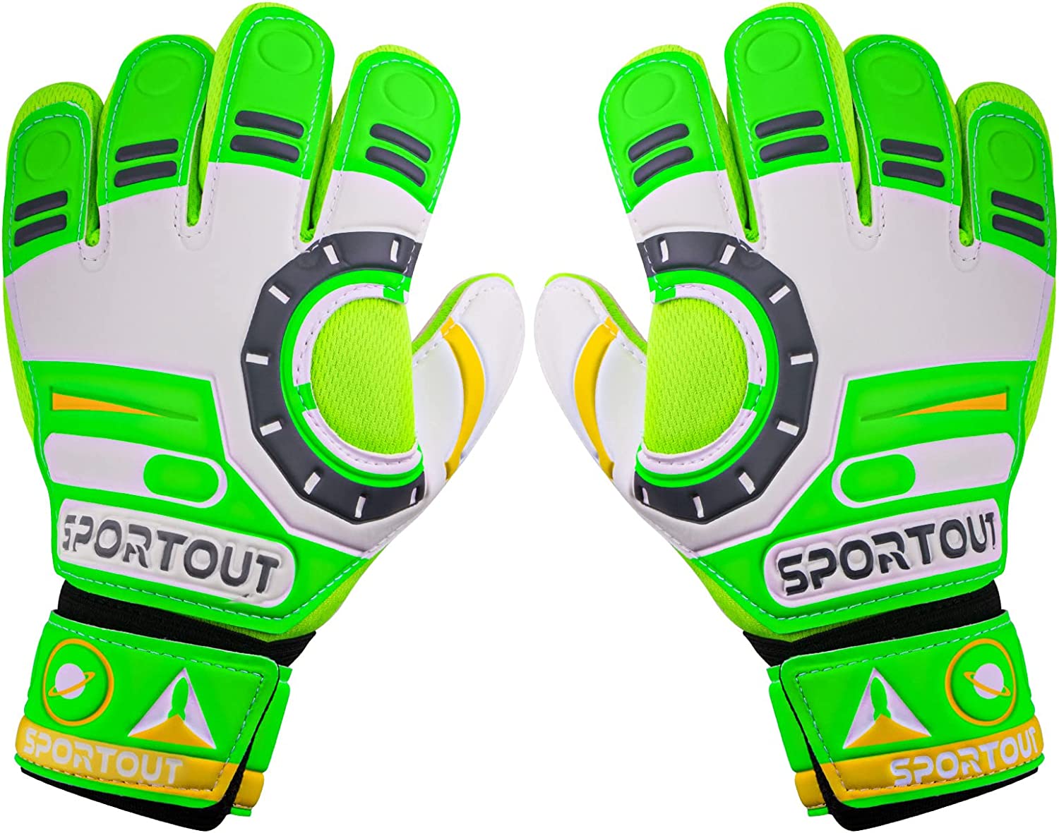 Goalkeeper gloves, with double protection, Green, Size 5