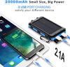 Solar Charger, 20000mAh, Blue, 7.4 x 4.29 x 1.26