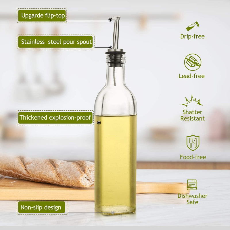 17 oz Glass Olive Oil Dispenser Bottle Set 2pcs