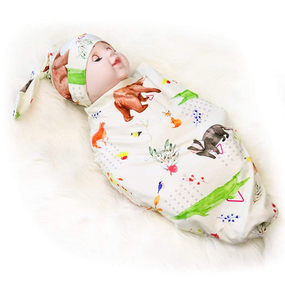 Newborn Sleeping Blanket with Hat, color: Jungle Animal