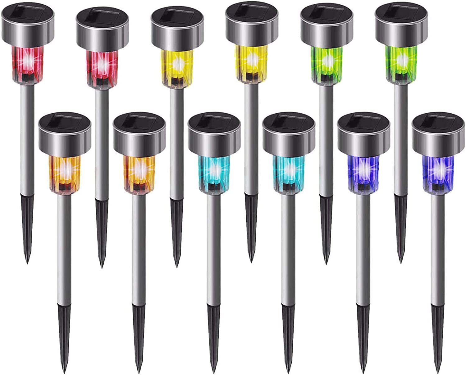 Solar Lights Outdoor, 12 Pack, Auto Color-change