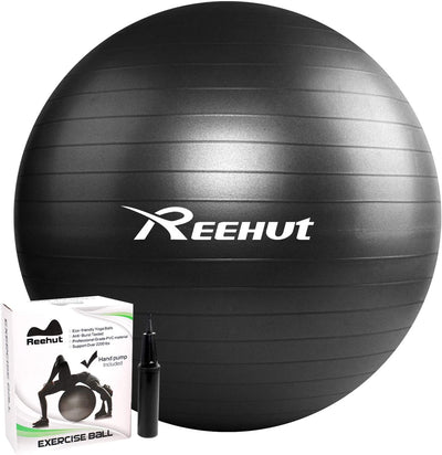 Exercise ball (55 cm, 65 cm, 75 cm) for fitness, black