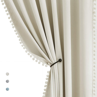 45 "Long Natural Ivory Small Window Curtain (2 Panels)