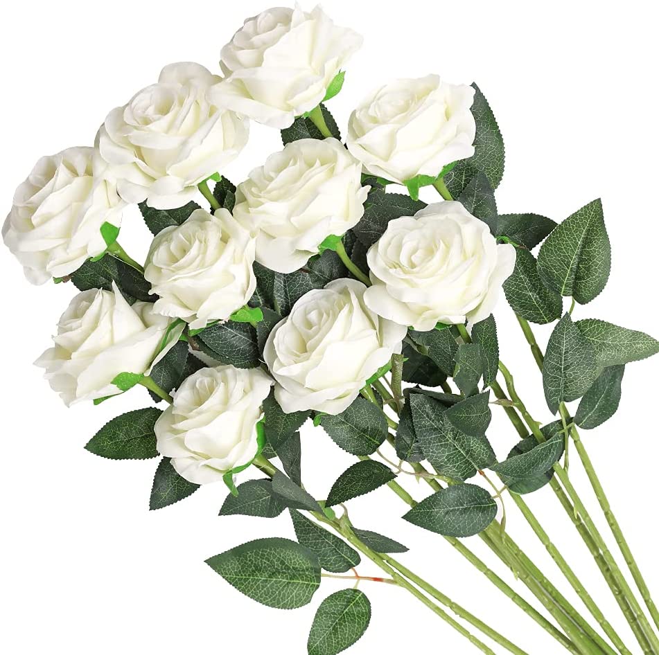 artificial flower bouquet for valentines gift, color: white