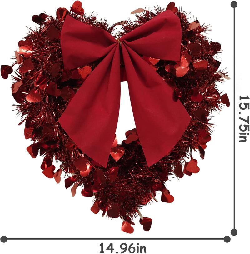 Valentine door wreath 13.7" (red)