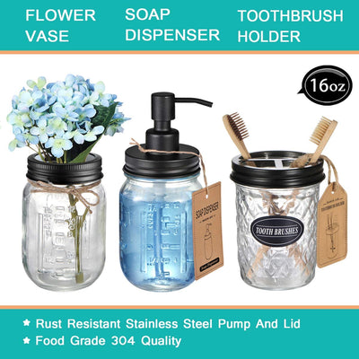 Mason Jar Bathroom Accessories Set 8 Pcs