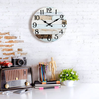 Silent 10 Inch Battery Operated Wooden Wall Clock,