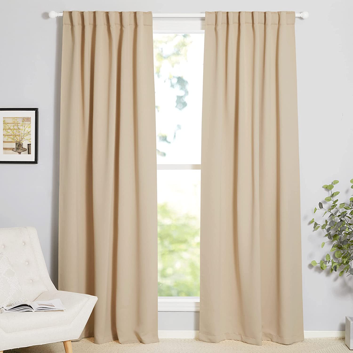 Elegant curtains (beige color) 52 wide x 84 long, 1 pair