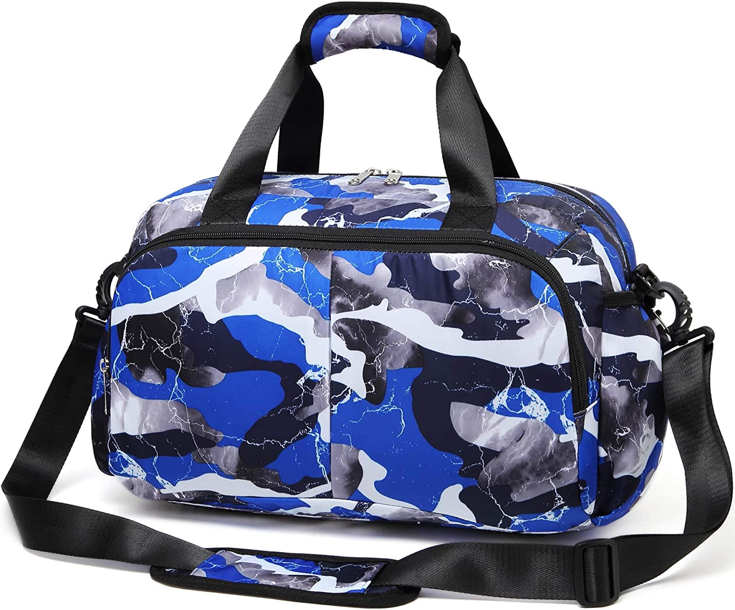 Traveler duffel bag, (16" L x 9.5" H x 8.5" W) Blue Camo