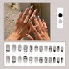 Cute False Nails 24pcs, Black Abstract Swirl, Grey