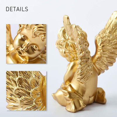 Cherubs statue x 2, Resin, Golden Angels, 4 Inches