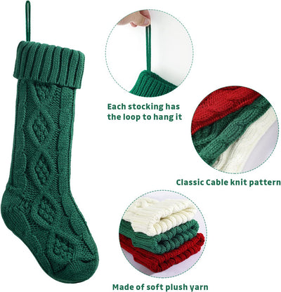 4 Pack 18" Knit Christmas Stockings