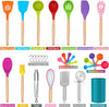 Silicone kitchen utensil set, 30-piece, colorful