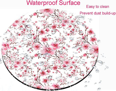 Round Mouse Pad Waterproof 7.9" x 0.12" Pink Flowers