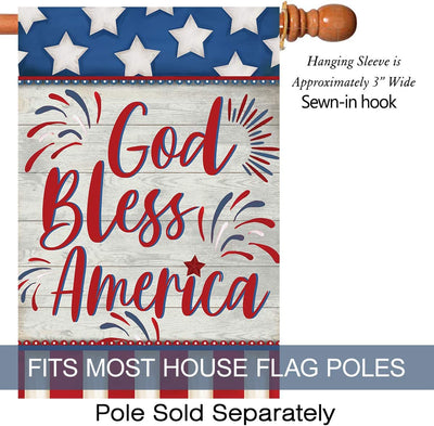 God Bless America 4th of July House Flag Double Sided 28x40 inch