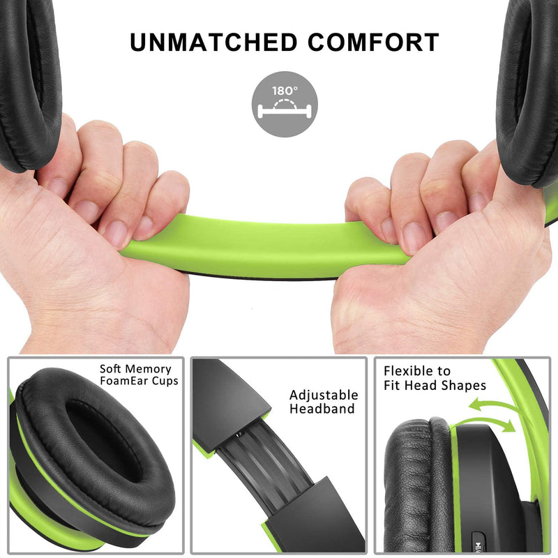 Bluetooth Headphones Over-Ear, Stereo (Black/Green)