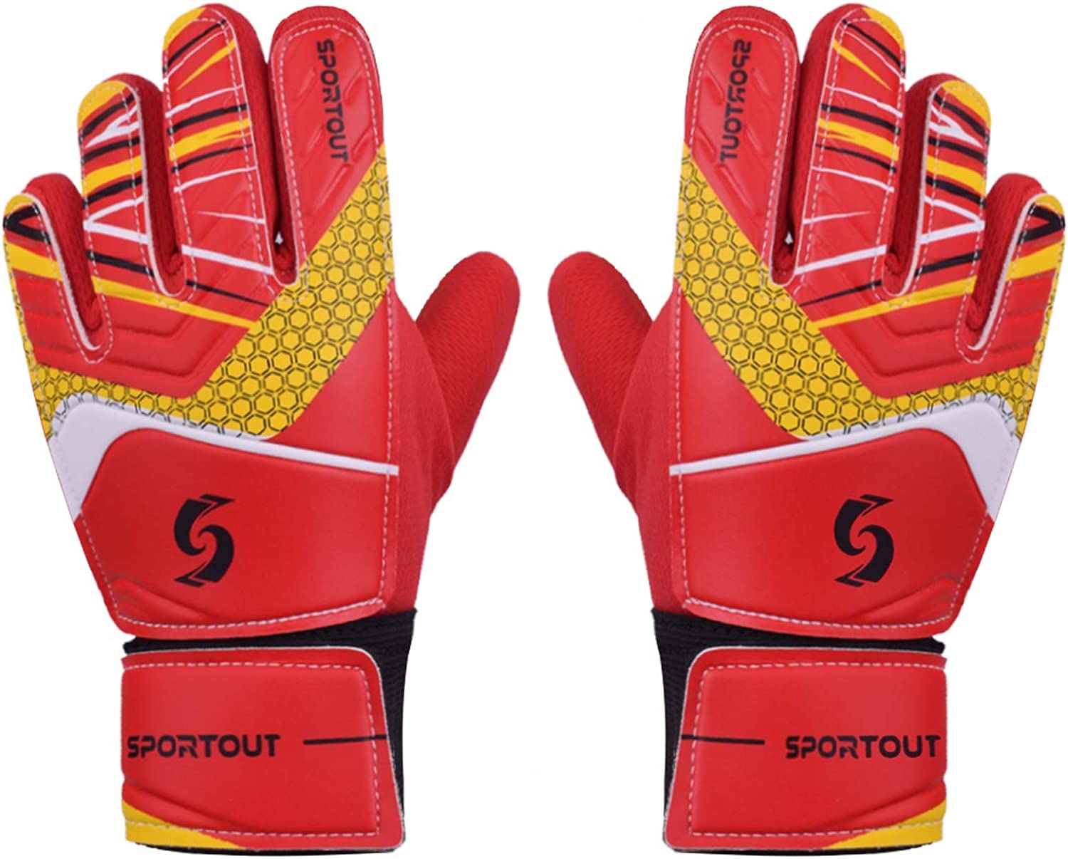 Goalkeeper gloves, with double protection, Red, Size 5