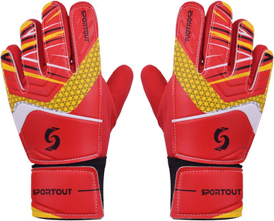 Goalkeeper gloves, with double protection, Red, Size 5