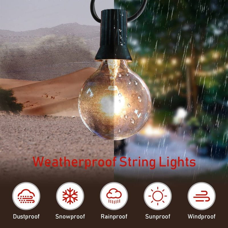 Outdoor String Lights 25ft Patio Lights with 27 G40 Bulbs