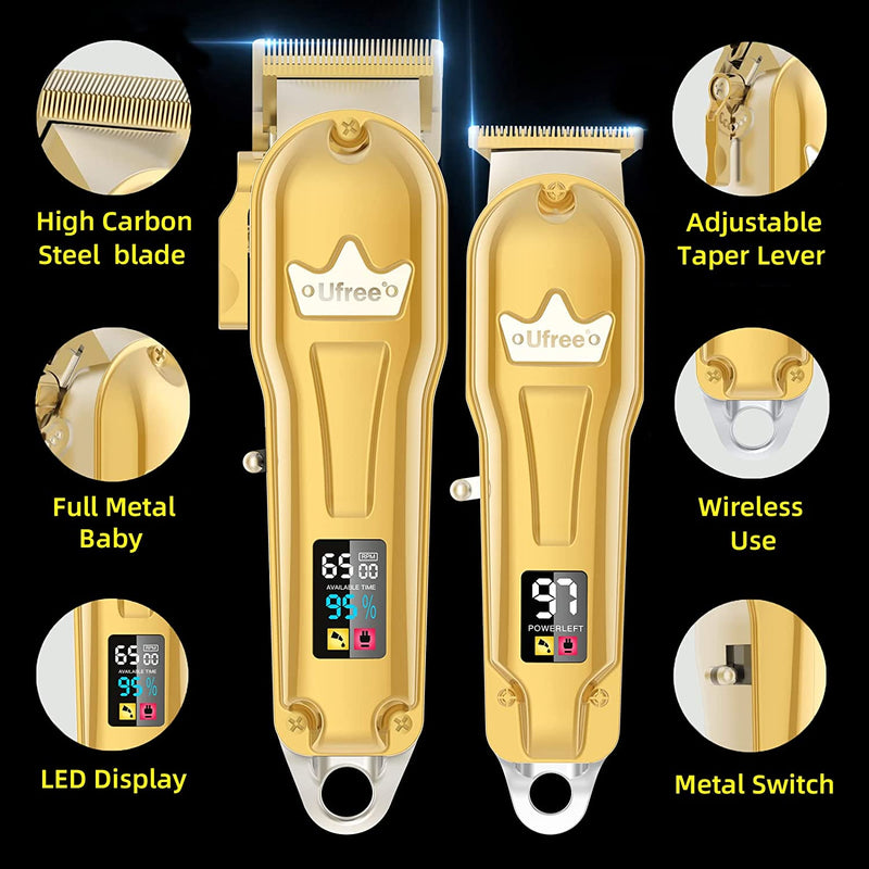 Cordless Hair Clipper for Men with LED Display (Gold)