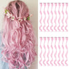 16 Colored Curly Wavy Clip-in Hair Extensions (Light Pink)