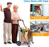 Shopping Cart with Dual Swivel Wheels for Groceries - Compact Folding Portable Cart Saves Space