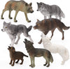 Set of 7 Wolf Toy Figurines, Wolf Animal Figures