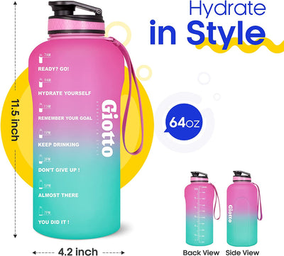 Half Gallon/64 oz Motivational Water Bottle