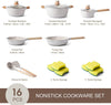 Granite Cookware Sets with Skillet, Pot, and Saucepan, (Beige)