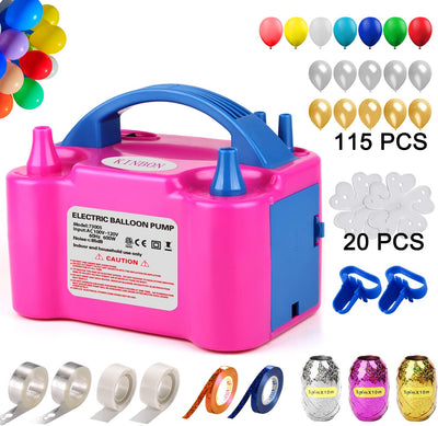 147pcs Double Nozzle Portable Electric Balloon Pump