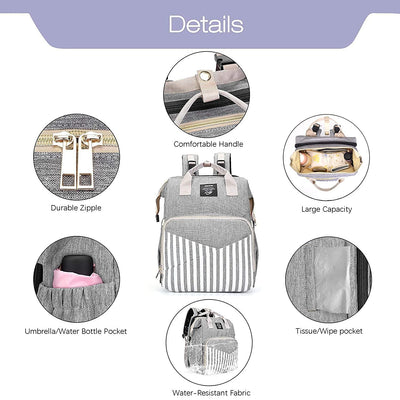 Baby backpack with changing mat (grey)