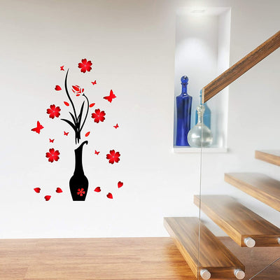 DIY Wall Decal, Flower and Vase, 47" x 18" (Red)