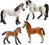 4 pieces of realistic plastic horse toy, mare and foals